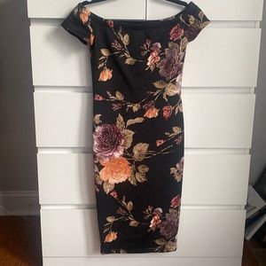 Bodycon Floral Dress - Off the Shoulder